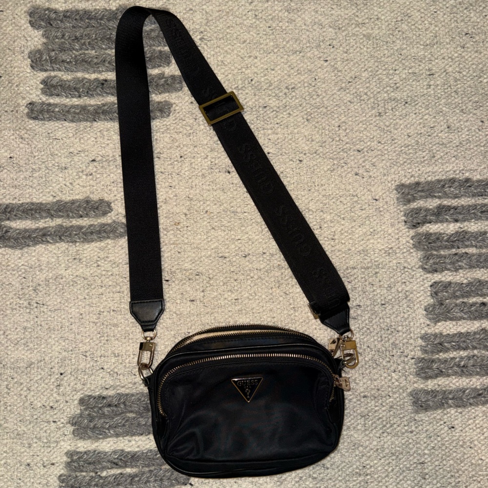 Guess Black Crossbody Bag with Logo Strap